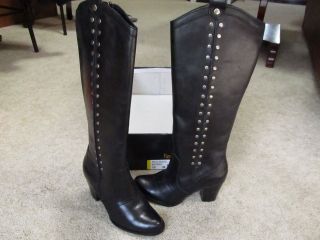 New REBA Black Leather Western Boots w/ studs 5.5M $129 RUSTY