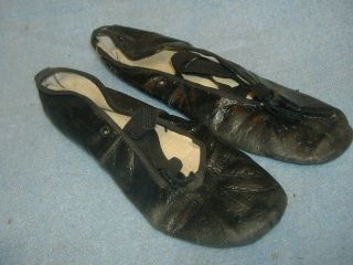 WELL WORN Ballet Slippers BLACK DANCER LEATHER USED SMALL DANCING 