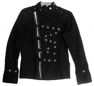   Mens Black Goth Punk Emo Chain Spikes Psycho Marching Band Jacket M