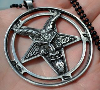 Satanic goats head pentagram baphomet satan wicca occult goth pendant 