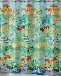   NOAHS ARK Mulit Animals Fabric Shower Curtain Bright and Fun NIP