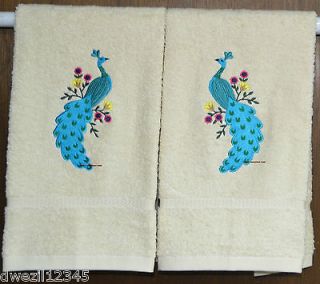 HUNGARIAN PEACOCK EMBROIDERED   2 BATH HAND TOWELS