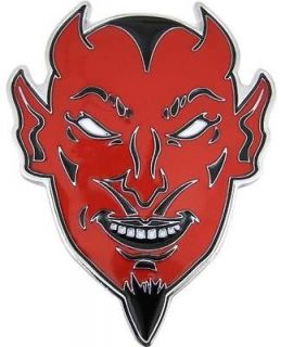 Chrome / Enamel Red Devil Belt Buckle Satan