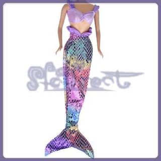 Beauty Mermaid Dress Gown Bra Dress clothes For Barbie Doll