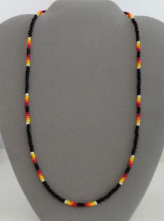 Black Beaded Mens, Womens Necklace ~ Native American Made ~ Many Sizes 