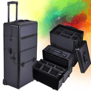 2in1 Rolling Aluminum Makeup Artist Cosmetic Train Case Hair Style Box 