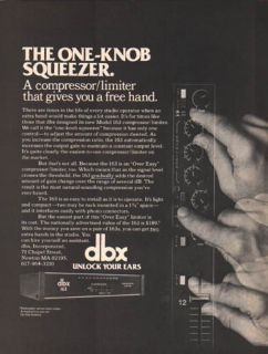 DBX 163 COMPRESSOR LIMITER PINUP AD One Knob Squeezer
