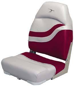   High Back Fold Down Fishing Boat Chair   Red / Grey Seat bass gray