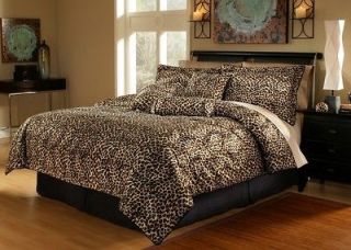 5Pcs Twin Leopard Faux Fur Bed in a Bag Comforter Set