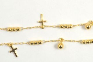 14k Gold Filled Rosary Anklet with Crosses Approx.10 inch long (Free 