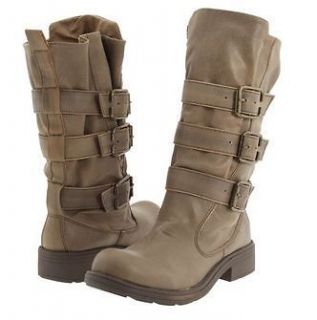 New Womens Big Buddha Casi Motorcycle Boots in Taupe Paris