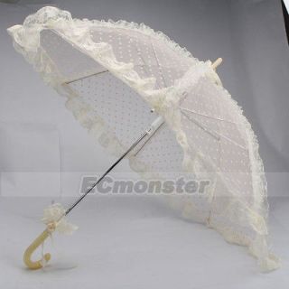 New Elegant Bridal Lace Wedding Parasol Umbrella Champagne
