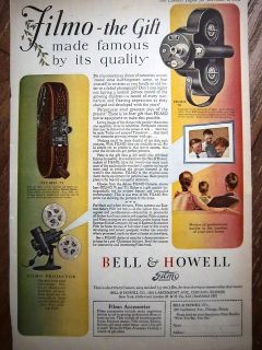 1928 Bell & Howell Filmo 70 75 and Movie Camera Projector Color Ad