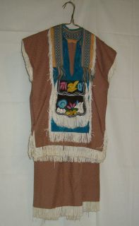 VINTAGE AMERICAN INDIAN IRIQUOIS CHILD GIRL POW WOW DRESS WOVEN BEADED 