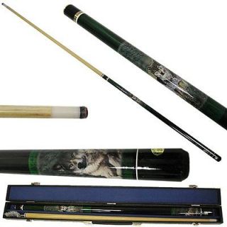 Gray Wolf Billiard Pool Cue Stick   2 Piece   Carrying Case Included
