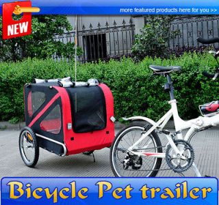 Large Portable Pet Dog Bicycle Bike Trailer Folding Carrier Red Black