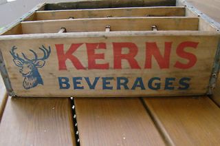 Vintage Kerns Beverages Wood Crate Deco Advertising Box Kern Genealogy
