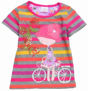 GIRLS APPLIQUE GIRL WITH BIKE TOP 18 24,2 3,3 4,4 5,5 6 NEXT DAY DEL