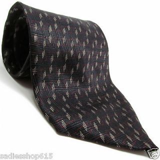 Bill Blass NEO pure Black 100% SILK Silver, Gold & Red pattern Necktie 
