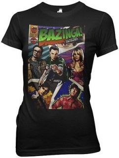 Big Bang Theory Bazinga Comic Book Cover TV Womens Fitted Medium T 