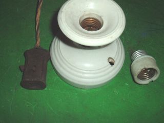 vtg art deco porcelain lamp light w/ on off bakelite switch