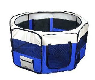   Large Dog Pet Cat Playpen Kennel Pen Crate w/Free Carrying Bag   Blue