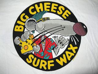 Vintage CRAZYSHIRT, BIG CHEESE SURF WAX, Dbl Sided White Cotton T 