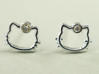Hello Kitty Color Crystal Jewelry Stud Earrings for Kids Teen Girls 