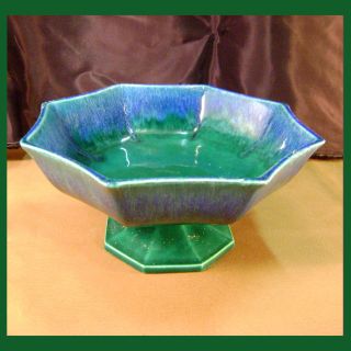 Blue Green Octagonal Royal Haeger Console Bowl Candy Dish 9.5 Dia 60 