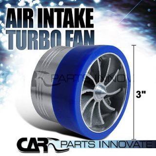 AIR INTAKE SUPERCHARGER FUEL SAVER TURBO TURBINE FAN+BLUE RUBBER 