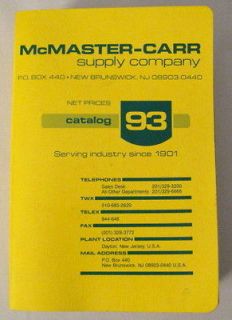   McMaster Carr Supply Catalog #93 tools yellow price guide book 1987