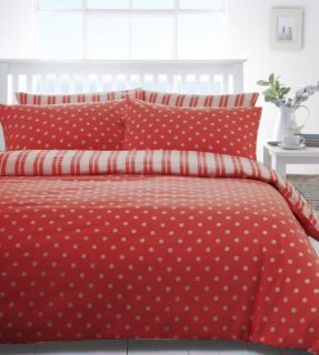 Red & White Polka Dot Spot or Stripe Discount Bedding Sets / Bed Linen