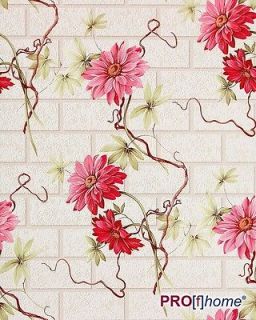 EDEM 1000 34 wallpaper brick stone floral flower white beige red 