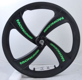Used Mongoose BMX 4 Spoke Mag Front Wheel 20 Black Green Radical 