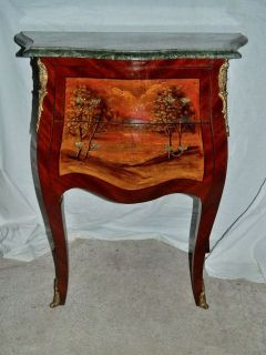 French Louis XV Style Bombay Chest w/Painted Scenes/Brass Accents 