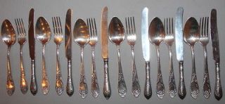 ANTIQUE RUSSIAN SILVERPLATED ALPACCA SET 18 PCS 6 KNIVES 6 SPOONS 6 
