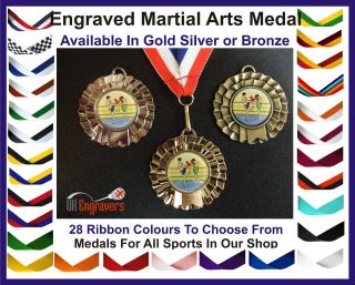   MALE MARTIAL ARTS KICK BOXING ROSETTE MEDAL WITH RIBBON TROPHY AWARD