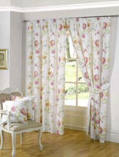   Roses Pastel Colours Readymade Curtains in 3 colours ***FREE P&P