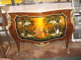 Hand Painted French Bombe Bombay Chest Commode ORMULU MOUNTS MARBLE 