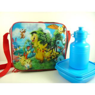   Pokemon Pikachu Monster Shoulder Bag With Water Bottle Lunch Box SET