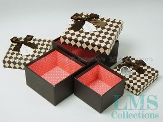 Cardboard gift box decors gift package brown checker bowknot GB 11