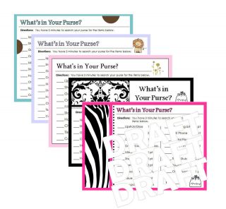 BRIDAL WEDDING BABY SHOWER Game Whats In Your Purse * Digital 