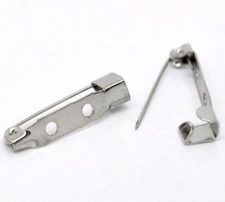 100 Silver Tone Brooch Back Bar Pins Findings 25x5mm