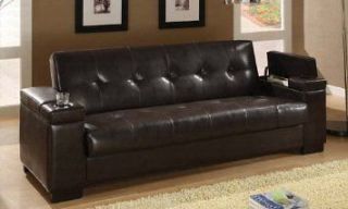   Faux Leather Convertible Sleeper Sofa Couch Living Room Furniture
