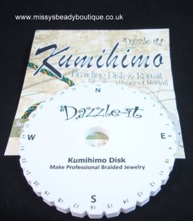15cm Kumihimo Braiding Disc + 4 Colours of Rattail and 