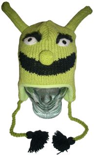   Green Ski Wool Knit Winter Ear Flap Hat Puss in Boots Animal Beanie