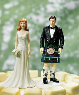Scottish Bride & Groom Couple Kilt Wedding Cake Topper Decoration Gift 