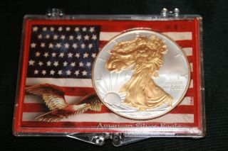 2008 $1 Silver eagle coin~ 1 0Z Guilded eagle
