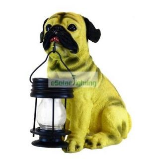 Pug Dog With Lantern Solar Light Garden Decoration Pet