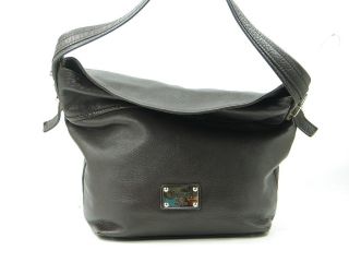 VALENTINA Dark Brown Italian Leather Bucket Handbag Bag Hobo